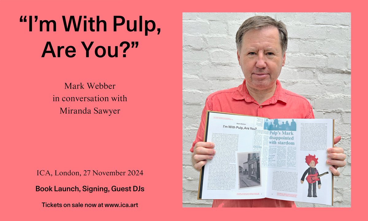 Iām with Pulp (@imwithpulp) on Twitter photo Will I see you at the ICA ? āIām With <a href="/welovepulp/">Pulp</a>, Are You?ā with book launch Mark Webber & <a href="/msmirandasawyer/">Miranda Sawyer</a> at <a href="/ICALondon/">Institute of Contemporary Arts</a> on Wed 27 Nov 2024. Books, signing, guest DJs. Tickets now on sale
ica.art/learning/book-ā¦
#imwithpulpareyou #williseeyouattheica Will I see you at the ICA ? āIām With <a href="/welovepulp/">Pulp</a>, Are You?ā with book launch Mark Webber & <a href="/msmirandasawyer/">Miranda Sawyer</a> at <a href="/ICALondon/">Institute of Contemporary Arts</a> on Wed 27 Nov 2024. Books, signing, guest DJs. Tickets now on sale
ica.art/learning/book-ā¦
#imwithpulpareyou #williseeyouattheica