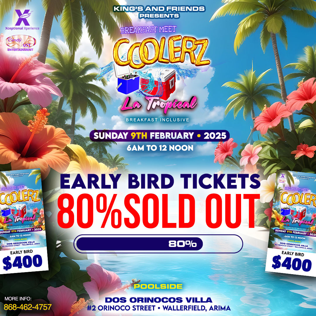 juicecrewint's tweet photo. Early  Bird 🦅 tickets are 8️⃣0️⃣% SOLD OUT‼️ 😝⏱️🗓️💃🏽

Breakfast Meet Coolerz - “La Tropical” 🌴🍹

☎️ 1-868-462-4757
🌴🌴🌴🌴🌴🌴🌴🌴🌴🌴
.
.
.
.
#BreakfastIzCoolerz #Soca  #BreakfastInclusive #Trinidad #Tobago #TrinidadandTobago #Carnival #TrinidadCarnival2025  #Fete #Party https://t.co/e8MfR9QbZV