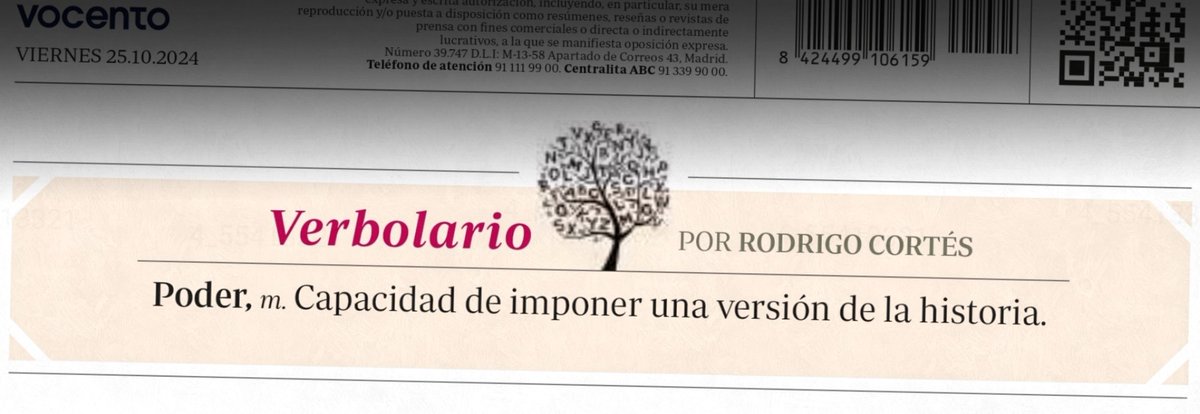 Verbolario's tweet photo. «Poder»; 25/oct/2024: voz n° MMMCCCLV @rodrigocortes https://t.co/qVCu0Fs7No