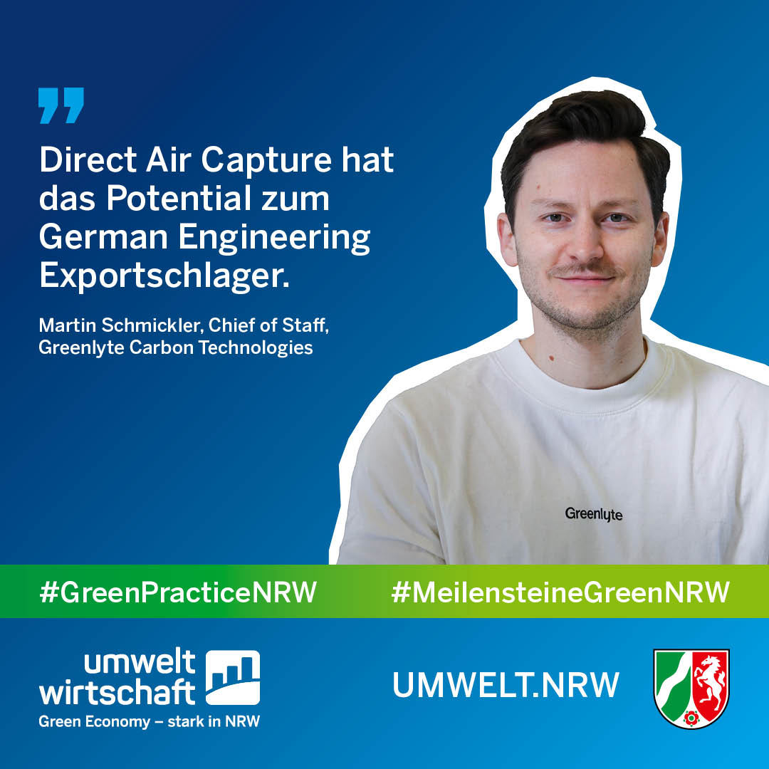 UmweltNRW's tweet photo. #GreenPracticeNRW:  #CO2 aus der #Atmosphäre waschen und als #Rohstoff nutzen – #Greenlyte aus Essen arbeitet am Prototyp einer #CarbonCapture-Anlage, gefördert im Rahmen von "Grüne https://t.co/oIuqzHSUan" 📈🌱
Mehr unter ℹ️👉 https://t.co/P2GeoYEfT9
#MeilensteineGreenNRW https://t.co/UlaSBwerUr