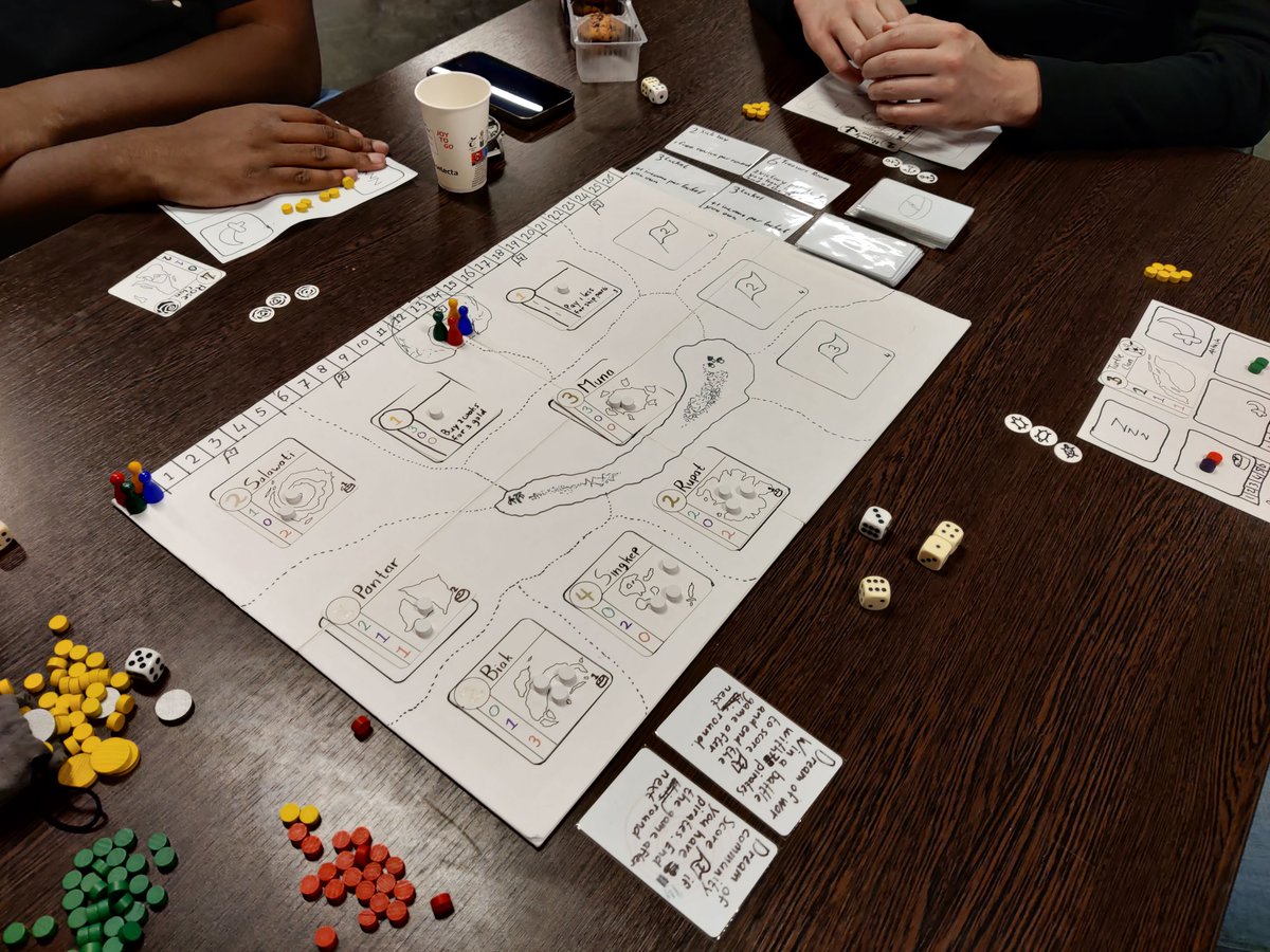 Friso_'s tweet image. Since I'm claiming to make the ultimate pirate game, I thought it would be nice to show some of its progress. Photo 1: Islands to plunder and lots of gold. Photo 2: ship upgrades! Photo 3: A proper game board. Photo 4: Downgraded game board because of all the iterations :')