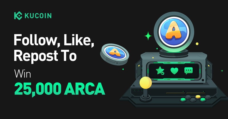 kucoincom's tweet photo. 🎉 #Giveaway Alert: Join us in celebrating the $ARCA listing on #KuCoin! 🎁

1️⃣ Follow @kucoincom, @LegendofArcadia &amp; @EVGHQ
2️⃣ Repost, Like with quote "Trade $ARCA on #KuCoin!"+ tag 3 friends
3️⃣ Fill in form ⤵️

🎁25,000 ARCA for 100 winners
 
⏰ 48 hours only—don’t miss out!