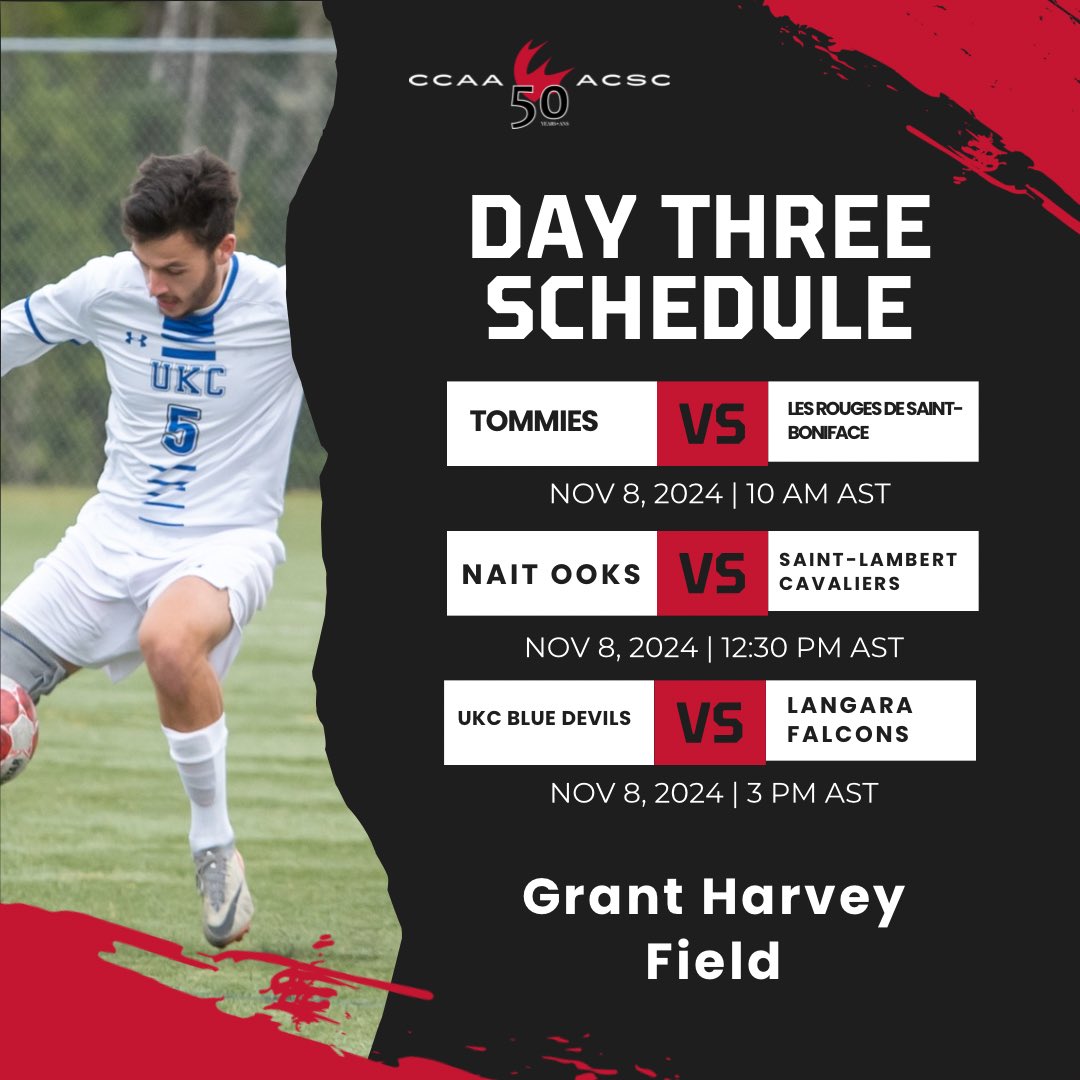 Day 3 of the CCAA Championship is here! 

Check out today's match schedule and stay tuned for all the action as teams battle it out for the title. #CCAAmsc2024