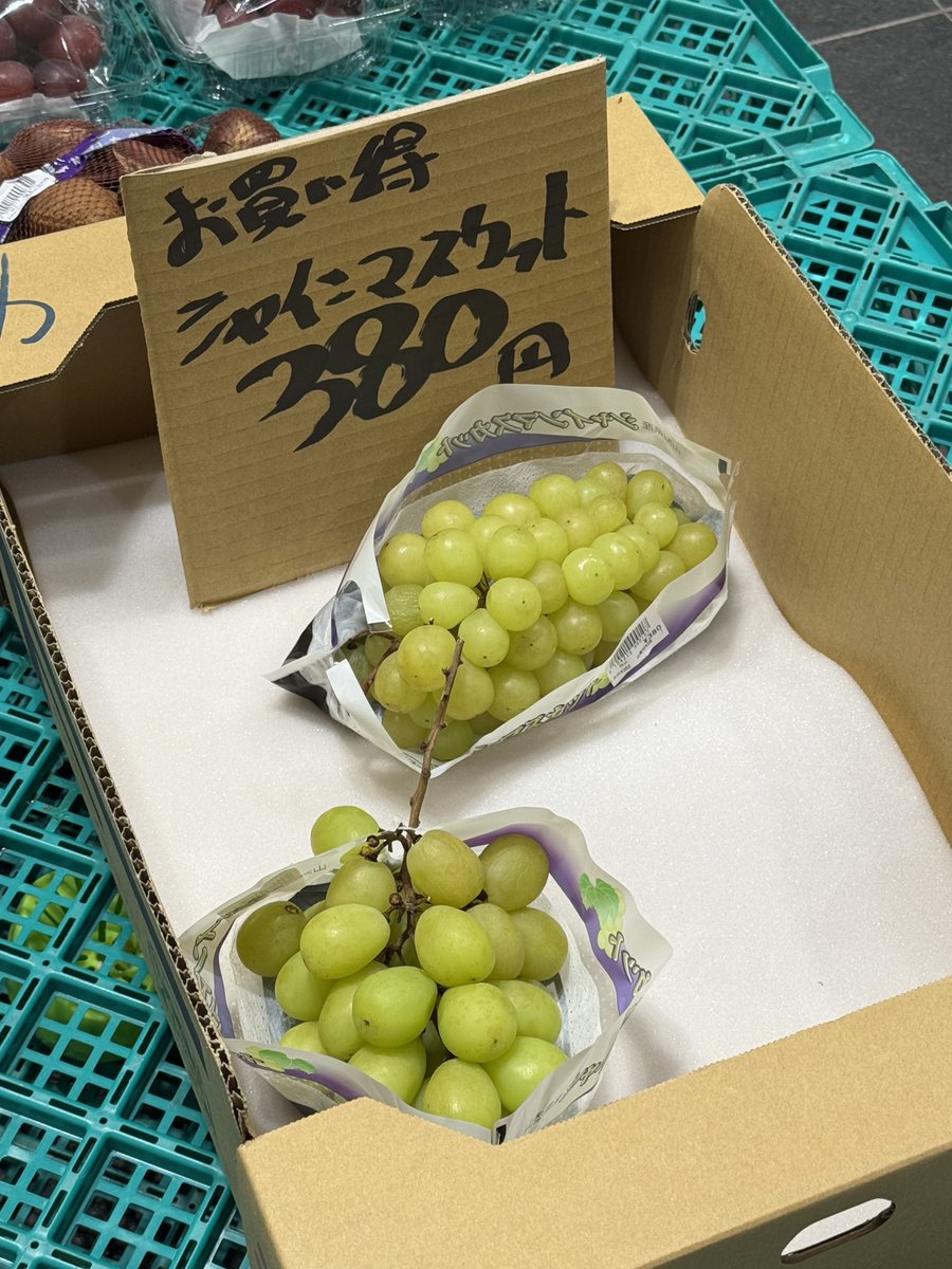momoringo_2000's tweet photo. #山梨 #富士吉田 #富士山駅 #QSTA 

シャインマスカットが価格破壊されてた https://t.co/P8hHnBpmvJ