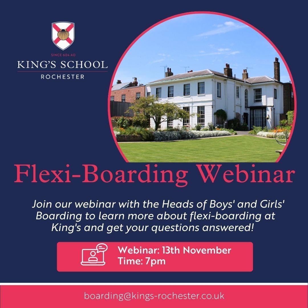 Are you interested in flexi and occasional boarding for your child? Join us for an informative webinar, where we will explore how these options can enhance your child’s experience at King’s.
 buff.ly/4fzfdlS 

#KingsSchoolRochester
#SchoolForLife
#UKBoardingSchool