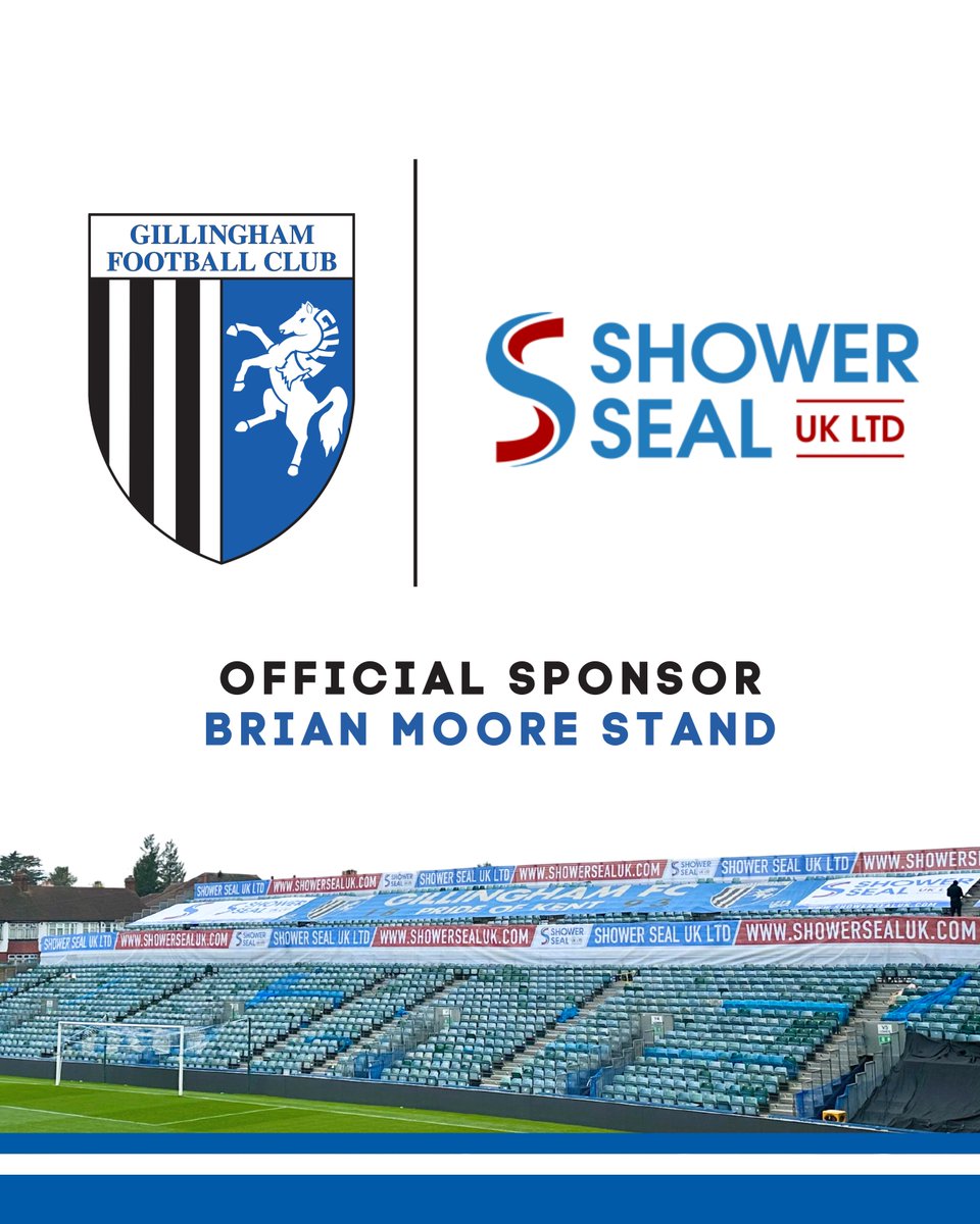 TheGillsFC's tweet photo. The club is delighted to announce Shower Seal UK as the new official sponsor of the Brian Moore Stand ๐ค๐๏ธ
Read More: https://t.co/4vpKYaOK72
#Gills | @ShowerSealUK https://t.co/zv2tISvWWd