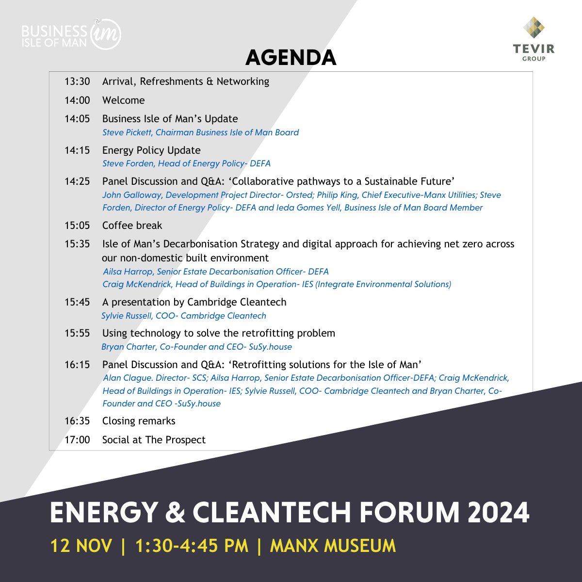 REMINDER: The Energy &amp; Cleantech Forum, kindly sponsored by Tevir Group, is just around the corner! 🌱⚡

Don’t miss this fantastic opportunity on 12th November and sign up here👉 ow.ly/mEIE50U1qO7