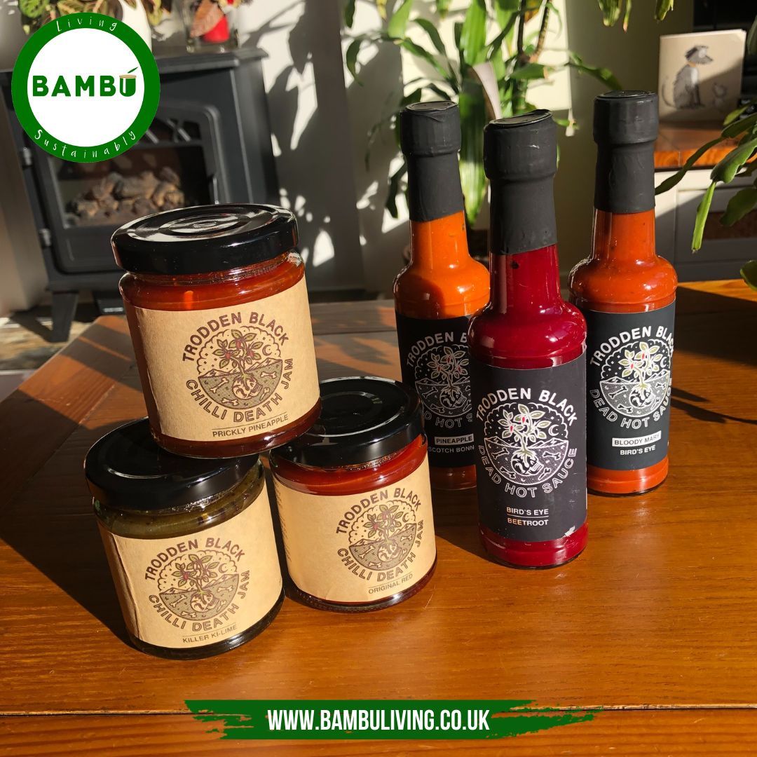 BambuLiving's tweet photo. 📣These award-winning Trodden Black Hot Sauces &amp; Chilli Jams are back in stock!🌶
https://t.co/0NgUQHczGm
Check them out on our website or find us at the Leith Market this Saturday! 👩🏻‍🌾
📍 Leith Market, Dock Place, Edinburgh
🕙 Saturday 9thd4hr November 10am-4pm
#shoplocal https://t.co/oYoh208o6U