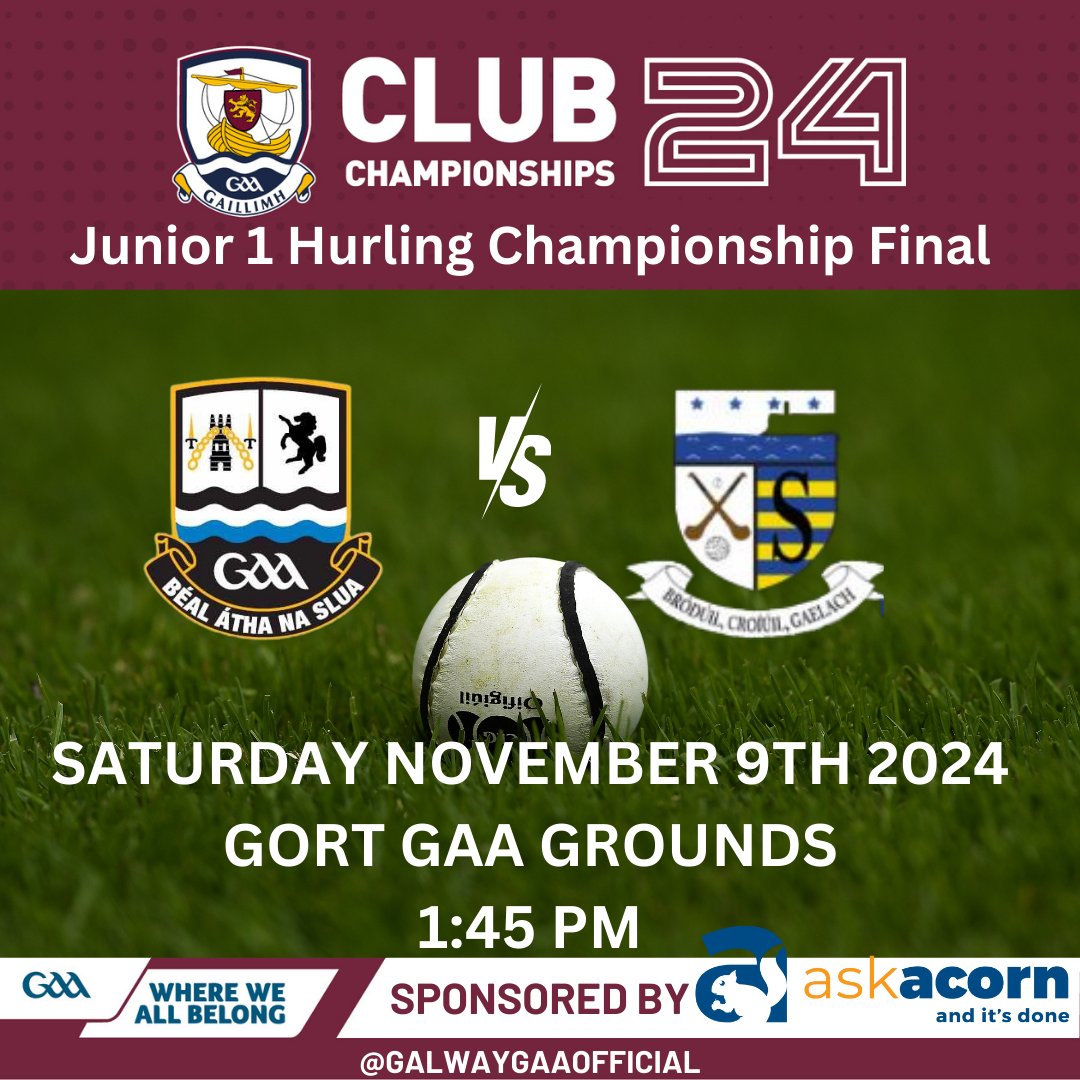 Galway_GAA's tweet image. Junior 1 Hurling Final 🏆

Sponsored by AskAcorn

@BallinasloeGAA v @CLG_AnSpideal 

Buy Match Tickets in advance ⬇️
universe.com/events/ask-aco…

Tickets can also be purchased in Selected Centra and SuperValu outlets.

Please note that there is no facility to pay by cash at the gate…