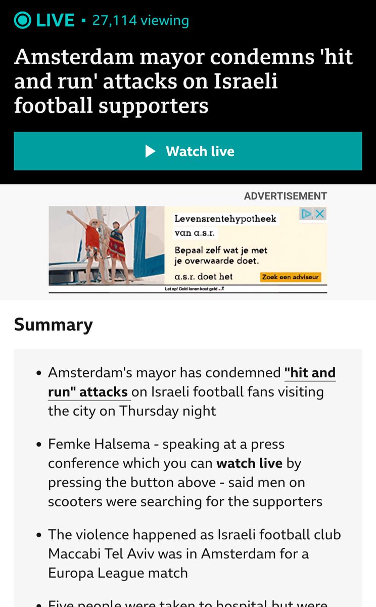 De persconferentie van Halsema wordt bij de BBC gelivestreamd. Echt niet te onderschatten hoe gigantisch dit internationaal afstraalt op Nederland.