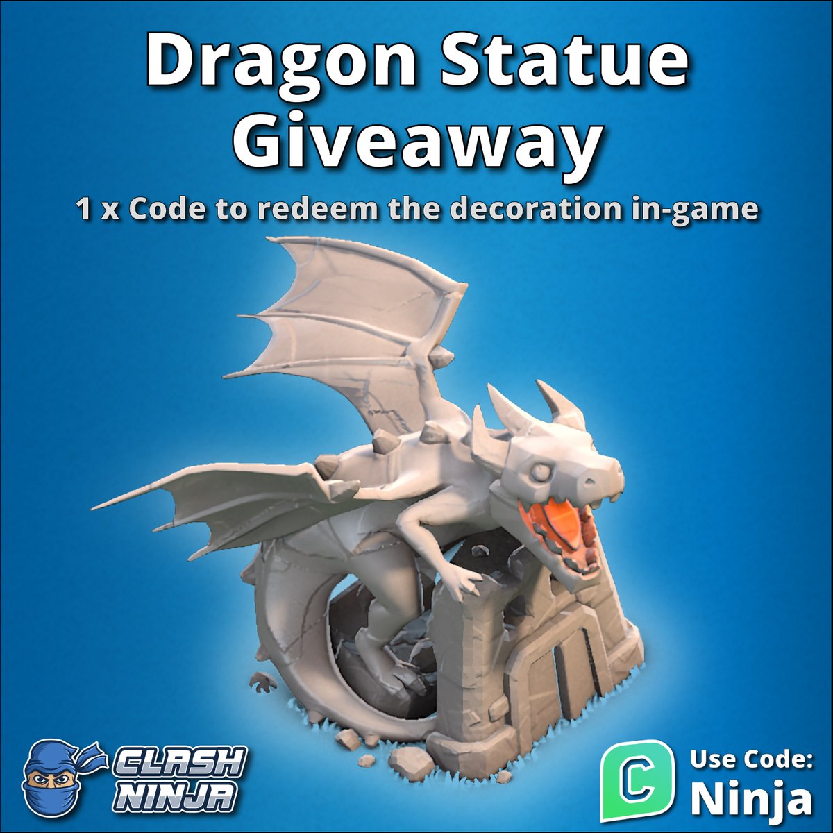 Clash Ninja (@clashdotninja) on Twitter photo Dragon Statue Decoration Giveaway!
2 x Dragon Statue Decoration code (2 winners)
To Enter:
✅Follow <a href="/ClashDotNinja/">Clash Ninja</a>
✅Retweet this tweet
Optional:
Subscribe to youtube.com/c/clashninja
Winner announced after 12:00 UTC 10th November 2024
#ClashofClans #GiftedBySupercell Dragon Statue Decoration Giveaway!
2 x Dragon Statue Decoration code (2 winners)
To Enter:
✅Follow <a href="/ClashDotNinja/">Clash Ninja</a>
✅Retweet this tweet
Optional:
Subscribe to youtube.com/c/clashninja
Winner announced after 12:00 UTC 10th November 2024
#ClashofClans #GiftedBySupercell