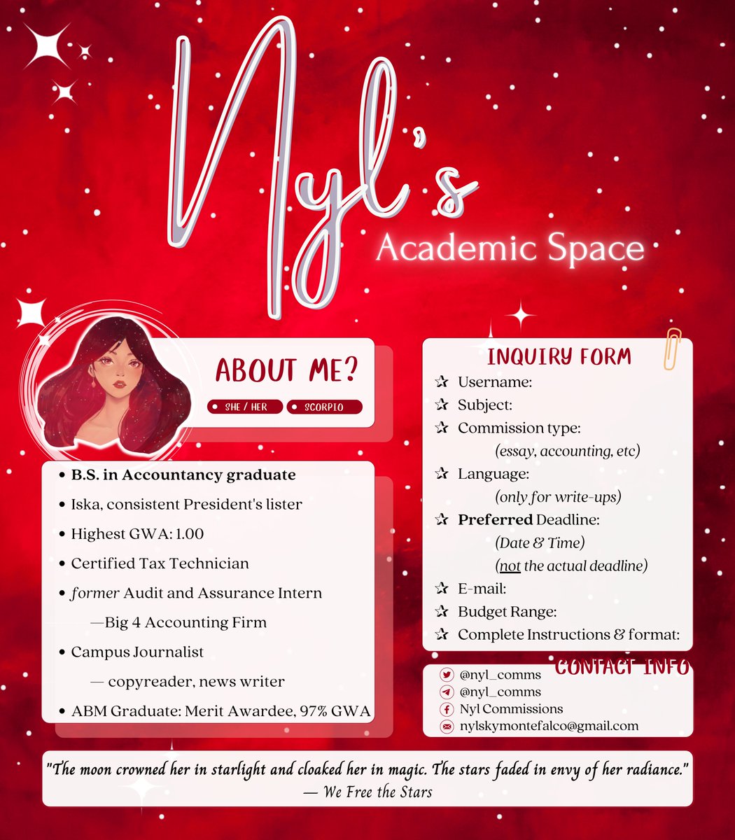 nyl_comms's tweet photo. ✰°˚𝑫𝒘𝒆𝒍𝒍 𝒐𝒏 𝒕𝒉𝒆 𝒃𝒆𝒂𝒖𝒕𝒚 𝒐𝒇 𝒍𝒊𝒇𝒆! 𝑾𝒂𝒕𝒄𝒉 𝒕𝒉𝒆 𝒔𝒕𝒂𝒓𝒔, 𝒂𝒏𝒅 𝒔𝒆𝒆 𝒚𝒐𝒖𝒓𝒔𝒆𝒍𝒇 𝒓𝒖𝒏𝒏𝒊𝒏𝒈 𝒘𝒊𝒕𝒉 𝒕𝒉𝒆𝒎 ･°✰

Welcome to the cosmos! I’m Nyl, here to help you navigate your tasks with stellar precision. Check these sheets for more ✧˚ https://t.co/jJILesLCxn