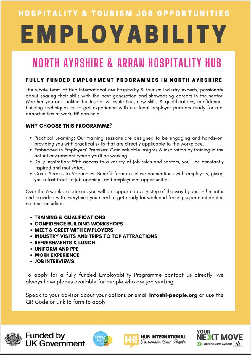Are you ready to kickstart your career in the hospitality industry or looking to level up your skills? Spaces are available on this 6 week course, which will provide you with hands on experience and training with industry experts

More info 👇🏻 or visit ➡️ hi-people.org/book/