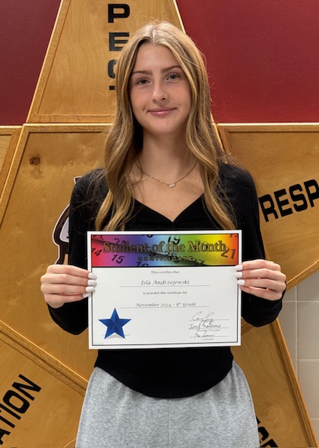 Congratulations to Isabella Canna, Joelle Depew, and Isla Andrzejewski, November's <a href="/StarpointMS/">Starpoint Middle School</a> Students of the Month!