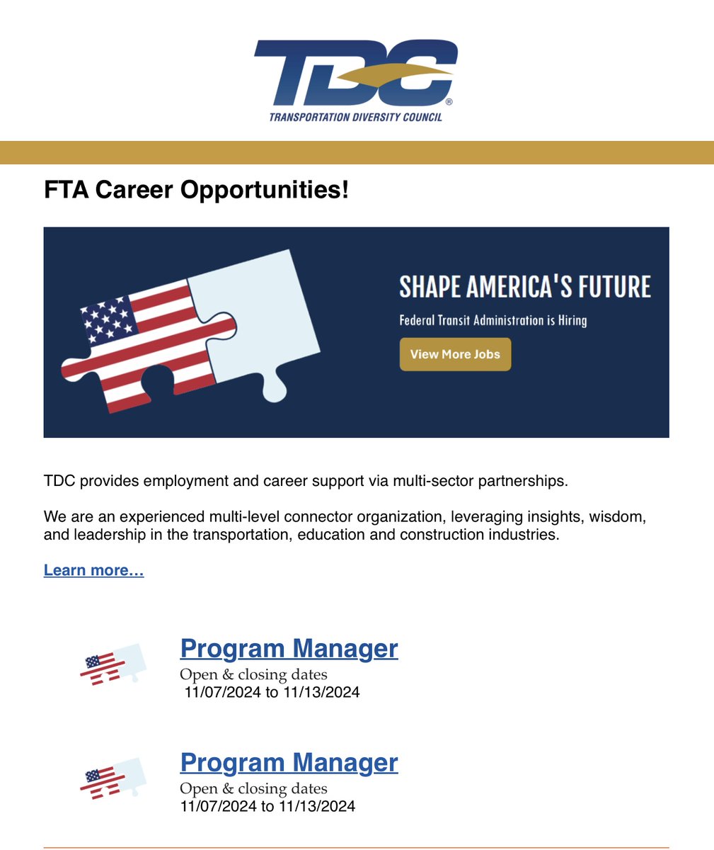 TDCNTL's tweet photo. FTA Career Opportunities!

Program Manager: https://t.co/GwPBanfLfe

Program Manager: https://t.co/qp01cMet3p https://t.co/RWL3iBHB77