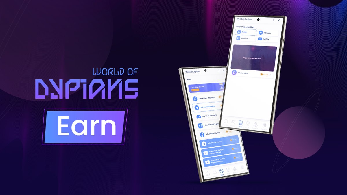 🤩 Turn Your Engagement into Earnings! 🤩

In World of Dypians, we believe your support deserves recognition. Head to the Earn section in the mini app to complete tasks like following us on social media, engaging with our content, and more!

With every click, like, and follow,