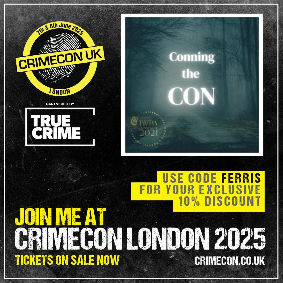 🚨 CrimeCon London 2025 is coming June 7-8! Don’t miss the ULTIMATE true crime event, packed with experts, advocates, and changemakers. Use code FERRIS for 10% off tickets at CrimeCon.co.uk. See you there! 🔍 #CrimeConUK #TrueCrime #Advocacy #JusticeMatters <a href="/crimecon_uk/">CrimeCon UK</a>