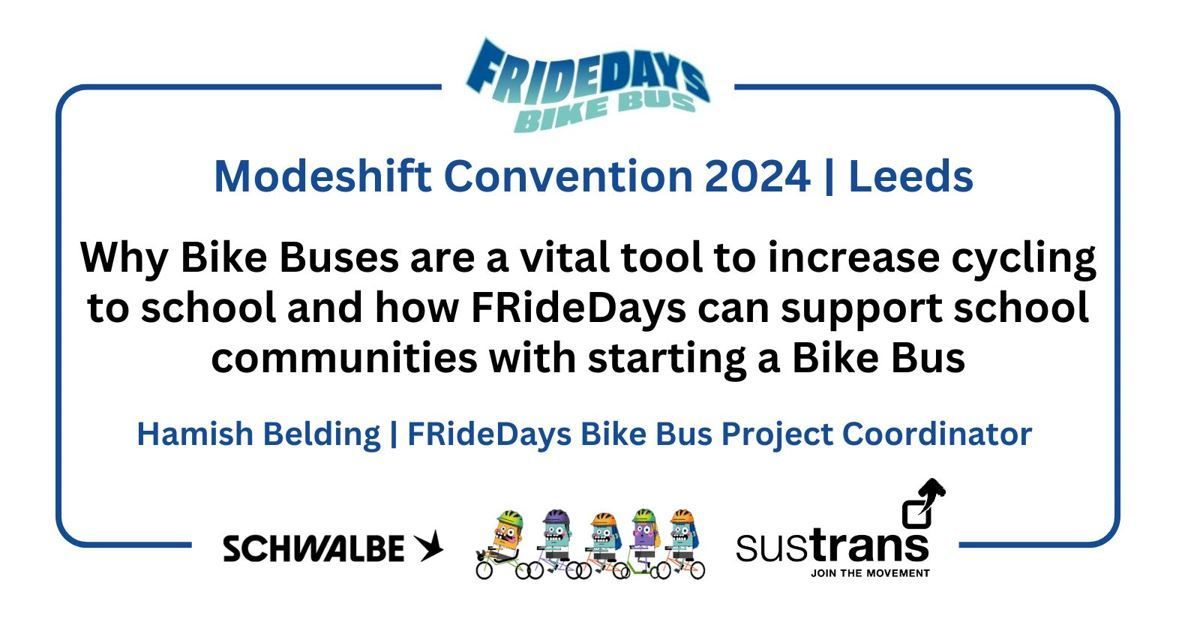 FRideDays Bike Bus (@fridedaysbb) on Twitter photo 📣The #FrideDays team are excited to be presenting at <a href="/TeamModeshift/">Team Modeshift</a> Convention in Leeds. We will be talking about how a #BikeBus can play a vital role in increasing levels of cycling to school and how we can support school communities.🚲 🎉 #Fridaywecycle @schwalbeUK @sustrans 📣The #FrideDays team are excited to be presenting at <a href="/TeamModeshift/">Team Modeshift</a> Convention in Leeds. We will be talking about how a #BikeBus can play a vital role in increasing levels of cycling to school and how we can support school communities.🚲 🎉 #Fridaywecycle @schwalbeUK @sustrans