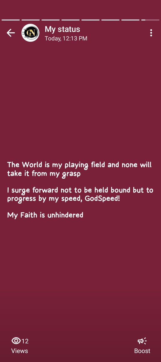 DeeGiftedNerd's tweet photo. The World is my playing field and none will take it from my grasp

I surge forward not to be held bound but to progress by my speed, GodSpeed

My Faith Is Unhindered!
#FaithIt
#LiveIt
#GodSpeed
#KnowledgeBrokers https://t.co/2bkhWOukiA