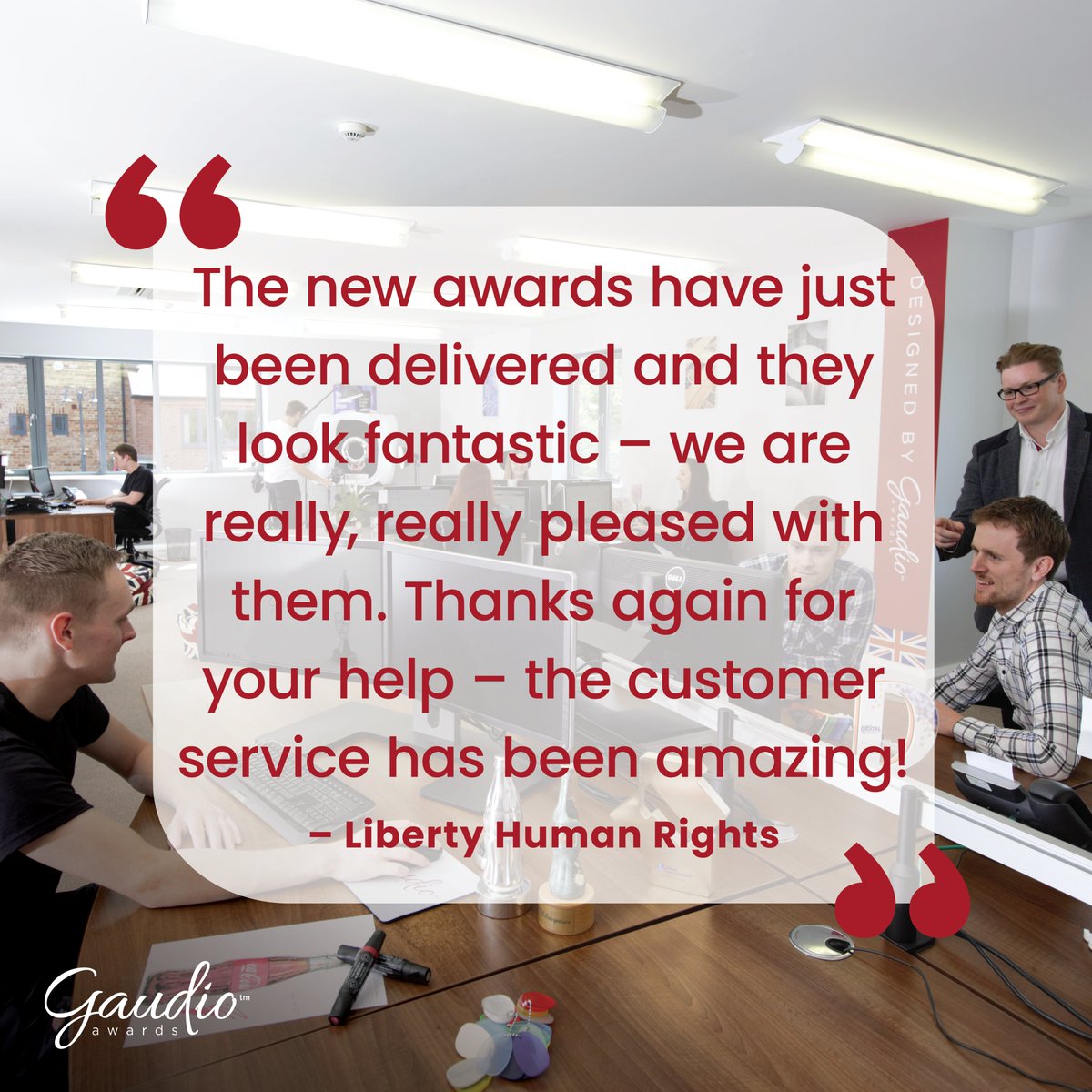 🚨 Happy customer alert! 🚨
"The new awards have just been delivered and they look fantastic – we are really, really pleased with them. Thanks again for your help – the customer service has been amazing!"
- Liberty Human Rights

#EventProfsUK #happycustomer #customerfeedback