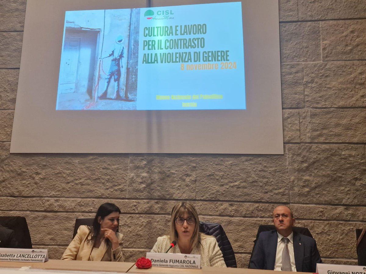 #DanielaFumarola a Cisl Abruzzo Molise: “Bisogna saper costruire le condizioni per una alleanza vera tra istituzioni, parti sociali, società civile, associazioni, scuola e università, mondo della cultura e informazione contro ogni forma di violenza e di discriminazione di genere.