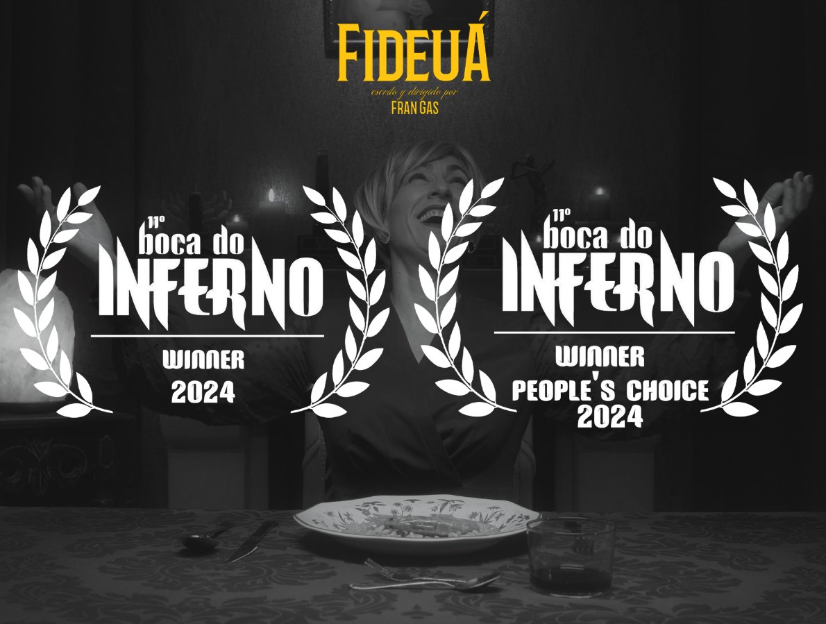 Muy contento de anunciaros que 'Fideuá' hace doblete en el festival <a href="/bocadoinferno2/">Boca do Inferno @bocadoinferno.bsky.social</a>  (São Paulo, Brasil) Premio a mejor cortometraje de comedia de terror y premio del público. ¡Muchas gracias y enhorabuena equipo!
