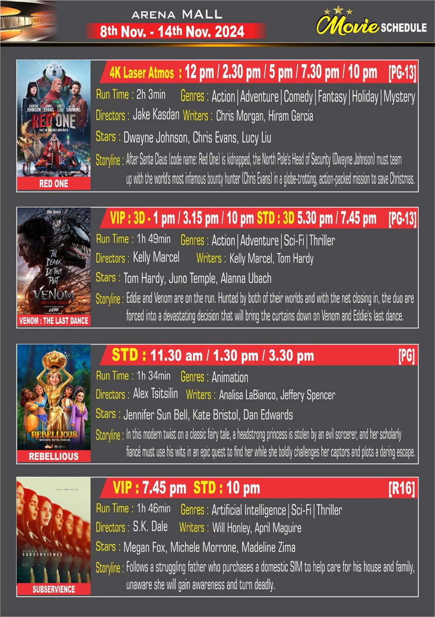 Now Showing
#RedOneMovie #NowShowing #Cinema #CinemaUpdate #Movies