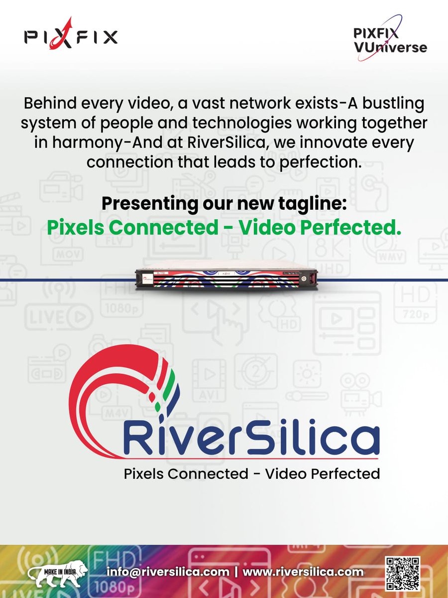 RiverSilica's tweet photo. Behind every video, a vast network exists, a bustling system of ppl and tech working in harmony. At RiverSilica, we innovate every connect that leads to perfection. Here's our new tagline: Pixels Connected - Video Perfected.

#PIXFIX #RiverSilica #Pixel_connected #Video_perfected https://t.co/KRumSI1PrU