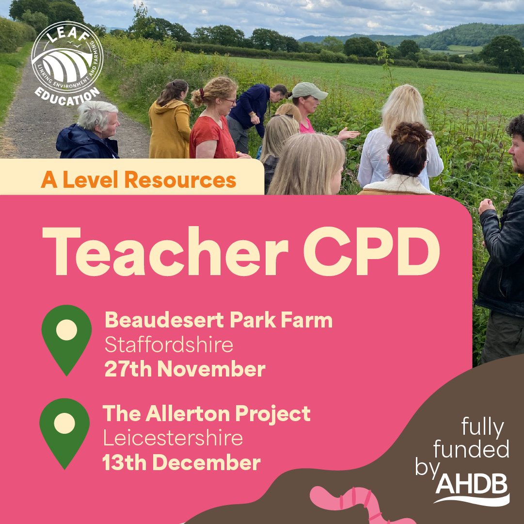 Teachers!

We’re launched NEW A Level resources for Biology, Environmental Science, Geography &amp; Business Studies. All looking at rooting #sustainability issues in the curriculum.🌱

Join us out on farm at one of our fully funded CPD events coming soon!
countrysideclassroom.org.uk/news/419