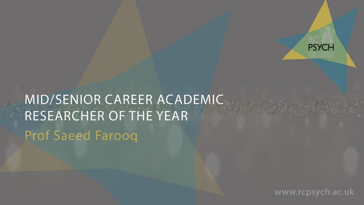 Royal College of Psychiatrists (@rcpsych) on Twitter photo <a href="/derbyshcft/">Derbyshire Healthcare 💙</a> *CORRECTION*
The winner of Mid/Senior Career Academic Researcher of the Year award award is <a href="/sfarooqlrh/">Saeed Farooq</a> (Prof Saeed Farooq), from <a href="/mpftnhs/">Midlands Partnership University NHS FT</a>!
The judges noted that “Professor Saeed Farooq’s work impressed the judges greatly. It is highly innovative and international in nature <a href="/derbyshcft/">Derbyshire Healthcare 💙</a> *CORRECTION*
The winner of Mid/Senior Career Academic Researcher of the Year award award is <a href="/sfarooqlrh/">Saeed Farooq</a> (Prof Saeed Farooq), from <a href="/mpftnhs/">Midlands Partnership University NHS FT</a>!
The judges noted that “Professor Saeed Farooq’s work impressed the judges greatly. It is highly innovative and international in nature