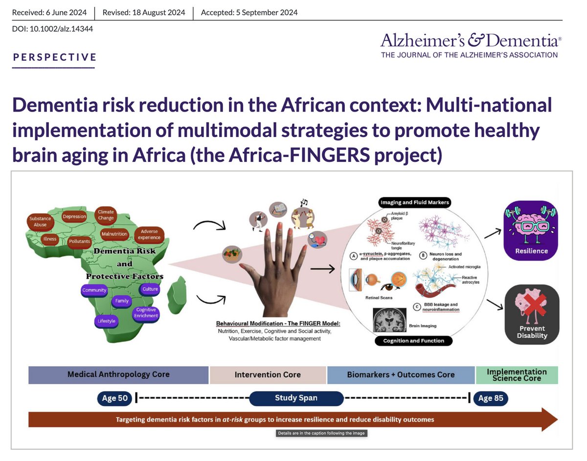 Agustin Ibañez (@agustinmibanez) on Twitter photo Dementia prevention in Africa, a region with many modifiable risk factors, is critically needed. Our multinational Africa-FINGERS, led by the dynamo <a href="/MomohChi/">Dr Chi Udeh-Momoh</a> & colls, offers innovative multidomain interventions tailored to the region's unique challenges➡doi.org/10.1002/alz.14… Dementia prevention in Africa, a region with many modifiable risk factors, is critically needed. Our multinational Africa-FINGERS, led by the dynamo <a href="/MomohChi/">Dr Chi Udeh-Momoh</a> & colls, offers innovative multidomain interventions tailored to the region's unique challenges➡doi.org/10.1002/alz.14…