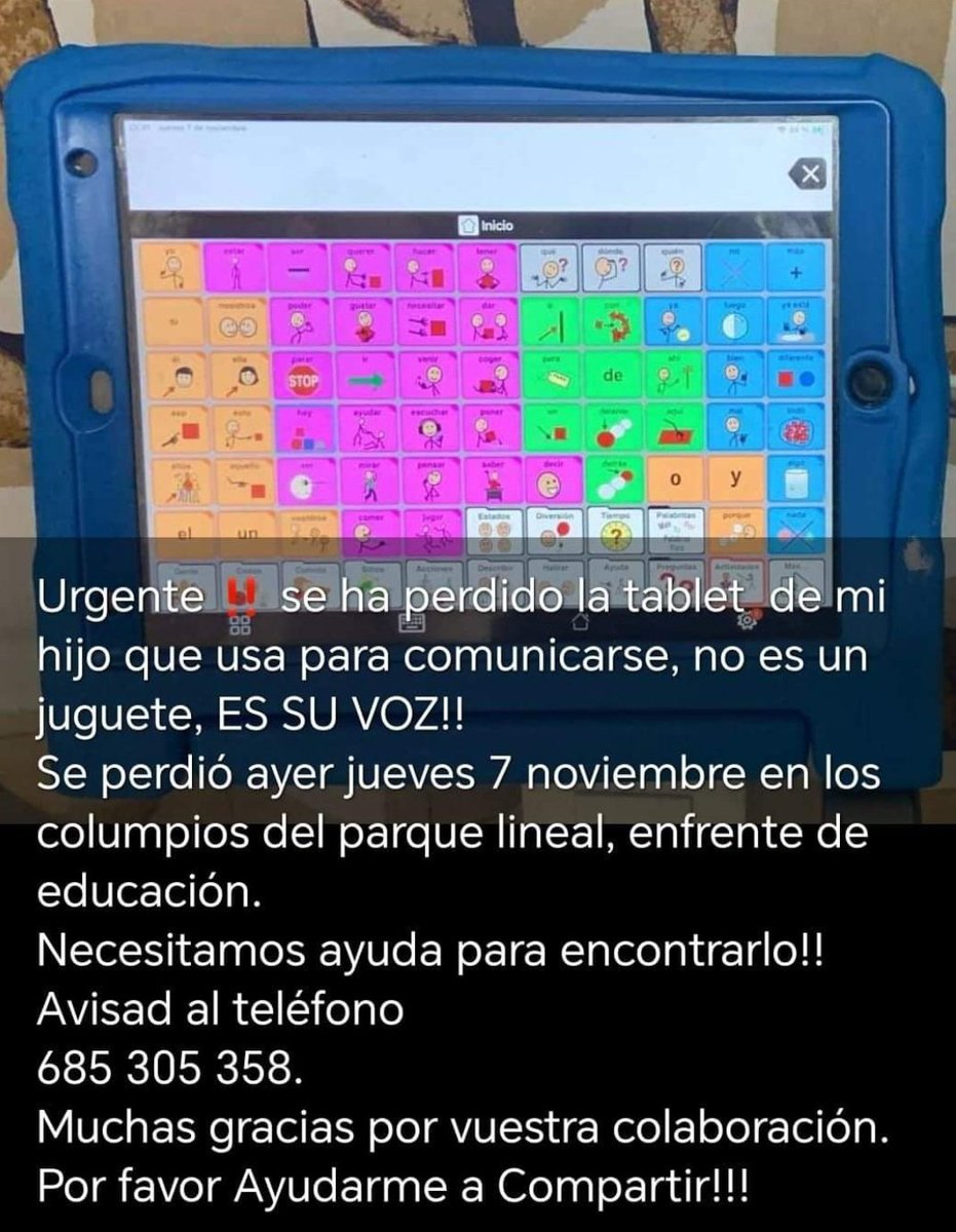 A ver si podemos ayudar a esta familia de Albacete compartiendo.

Perdida en el Parque Lineal, frente a Educación.