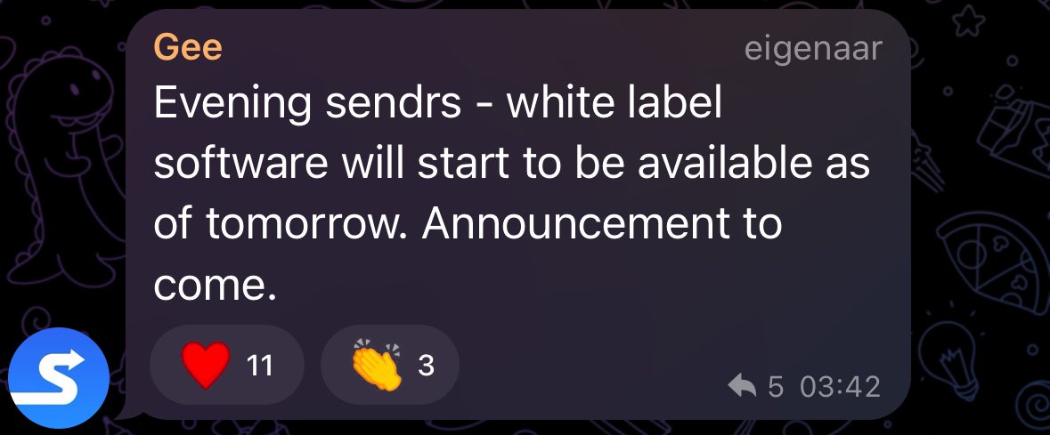 RTradeAcademy's tweet photo. $SENDR | @sendrcoin
#Sendr coin is slowly recovering. I’m still giving the team the benefit of the doubt that they’ll deliver.
Starting tomorrow, white-label software will be available, allowing other projects to brand and use it in exchange for a licensing fee.
130K MC 👀 https://t.co/3l06YUhfoJ