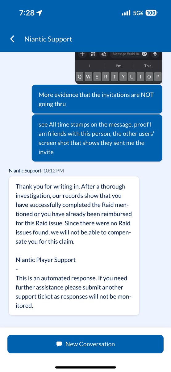 Espy0910's tweet photo. @NianticHelp This is B/S…. Please actually do something and don’t send canned replies that make NO SENSE. https://t.co/aucIcd6jsK