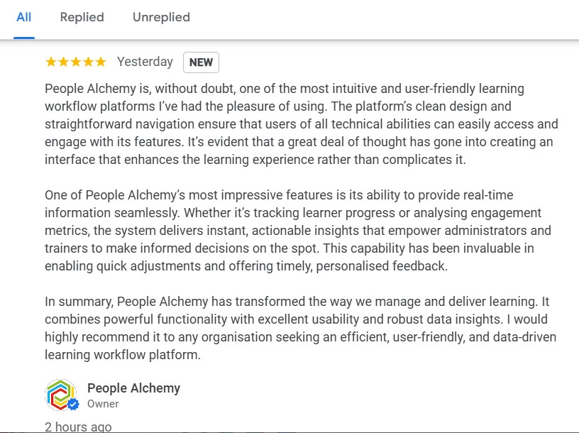 PeopleAlchemy's tweet image. We love working with our NHS Trust clients! 
And when you get reviews like this, you know you&apos;re doing something right :-)
#happyfriday #learningandevelopment #NHS #learningtechnology #eportfolio #learningworkflows
