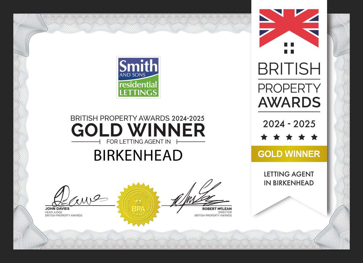 Smith and Sons (@sasproperty) on Twitter photo We're incredibly proud of our#ResidentialLettings team who has been awarded the Gold Standard at the British Property Awards 🏅 👏🏼
We manage over 500 properties on behalf of
#landlords across
#Wirral and
#Merseyside
🏘
📩 res@smithandsons.net
☎ 0151 647 9272 We're incredibly proud of our#ResidentialLettings team who has been awarded the Gold Standard at the British Property Awards 🏅 👏🏼
We manage over 500 properties on behalf of
#landlords across
#Wirral and
#Merseyside
🏘
📩 res@smithandsons.net
☎ 0151 647 9272