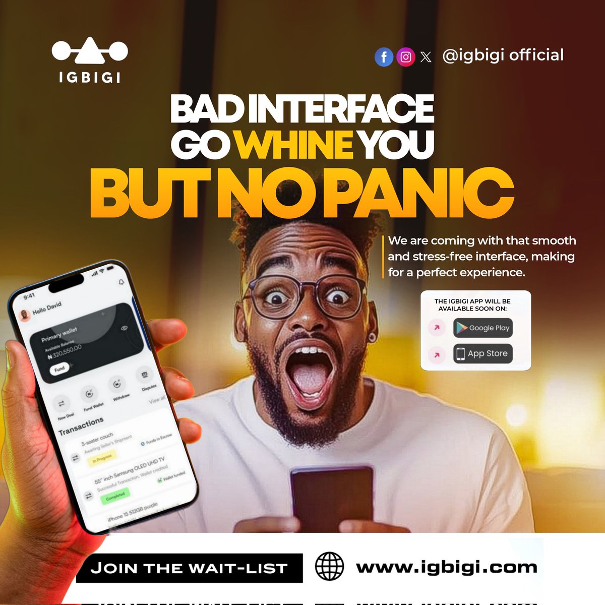 Bad interface go whine you but no panic ⚡⚡ We are coming with that smooth and fast interface on the Igbigi app - coming soon 🔜

#Tech
#Trump2024