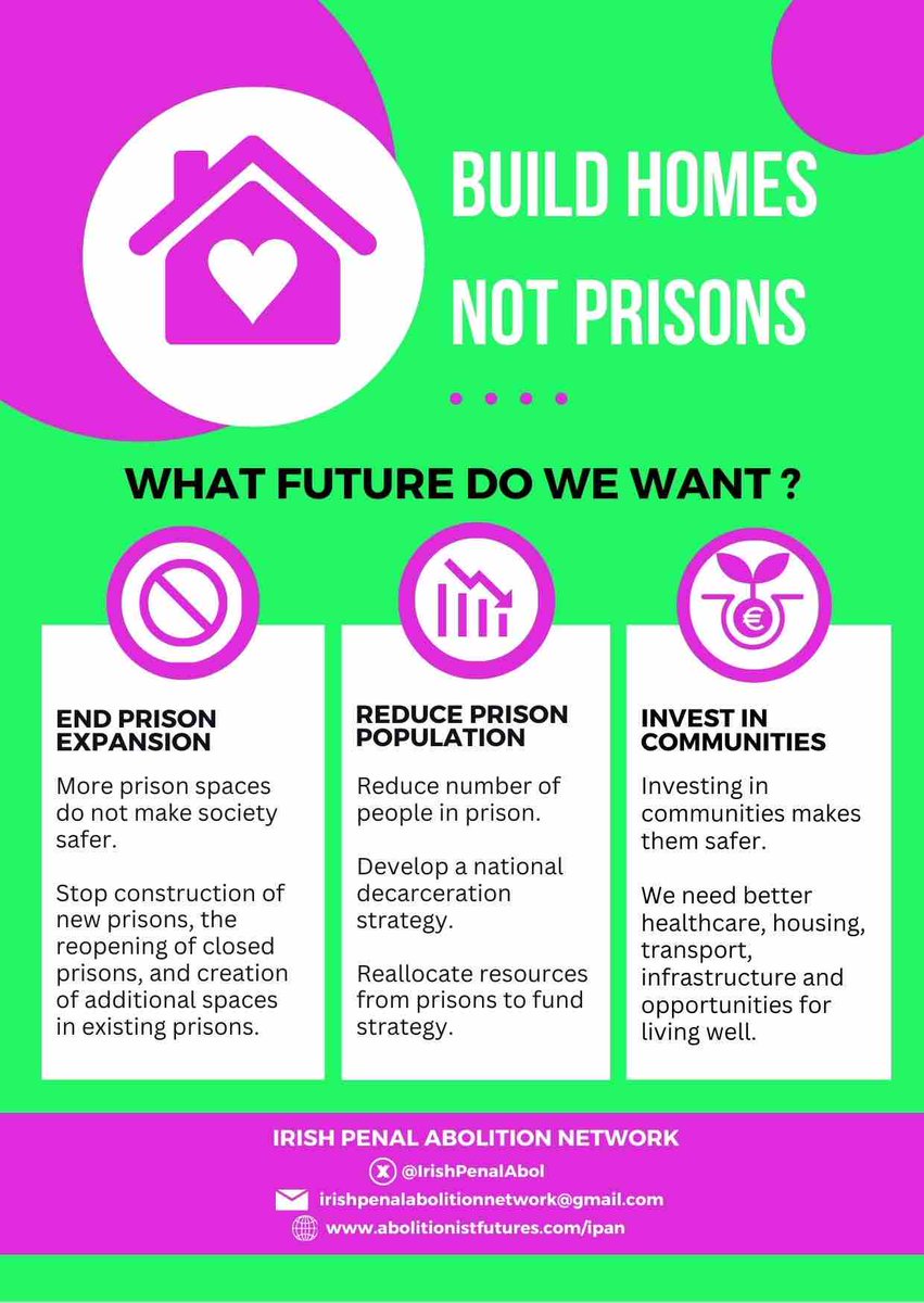 kswirak's tweet photo. Please RT- just in time for General Election 2024, the @IrishPenalAbol network calls for #Buildhomesnotprisons - more resources here https://t.co/urNzehibKT and do get in touch if you want to join activities now or in future irishpenalabolitionnetwork@gmail.com https://t.co/tEYTMq8VJw