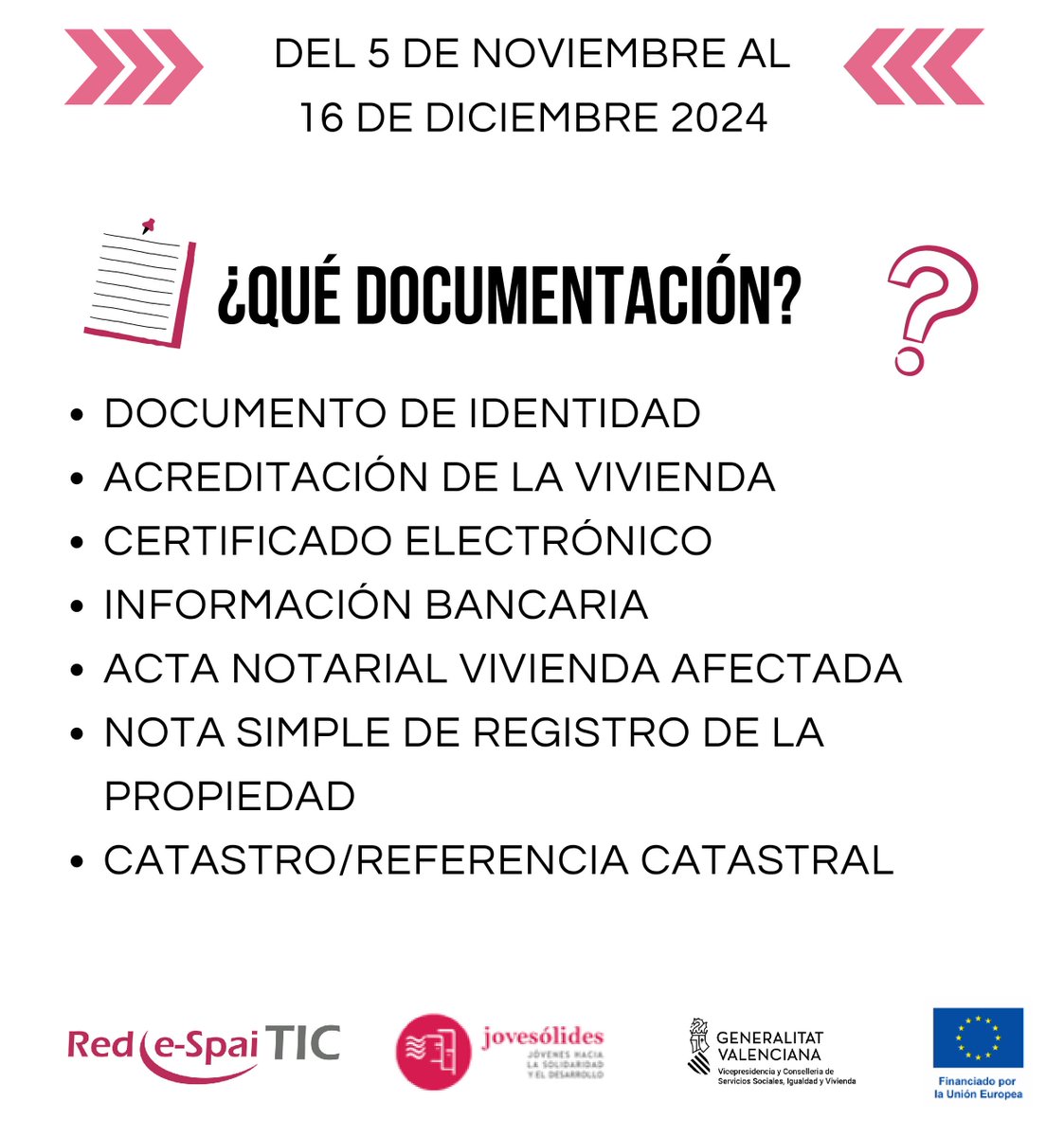 JOVESOLIDES's tweet image. También podemos ayudarte a tramitar la solicitud.  

¡Pide cita por whatsapp en tu centro más cercano!  

📲682 47 66 96 València 
📲649 900 708 Paterna
📲650 48 10 33 Elche

Servicio gratuito de acompañamiento en trámites con la administración digital.

#RedEspaiTIC #einclusión…