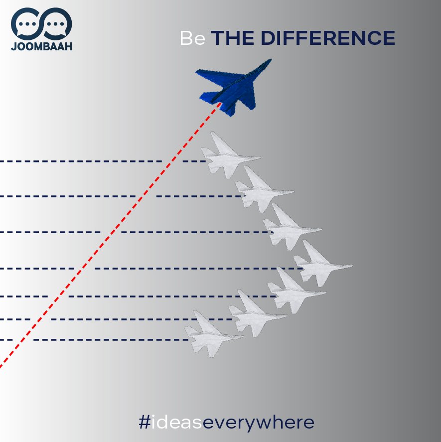 Joombaah_Offcl's tweet photo. Break away from the norm. Stand out. Be the difference in a world of conformity with JOOMBAAH. Discover how at https://t.co/eJlsqT27aM. 

#BeTheDifference #Innovation #CreativeThinking #IdeasEverywhere #ThinkOutsideTheBox #Inspiration #Leadership #Joombaah https://t.co/xUo5Lyz1bS