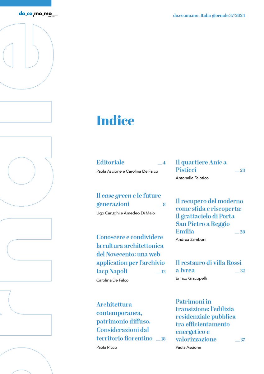Docomomo_ITA's tweet image. #docomomo
#docomomoitalia
#heritage
do.co.mo.mo. Italia giornale 37/2024
Patrimonio residenziale e transizione energetica
A cura di Paola Ascione e Carolina De Falco
Pubblicazione in partnership tra @Docomomo_ITA e @GdArchitettura 
urly.it/312cna