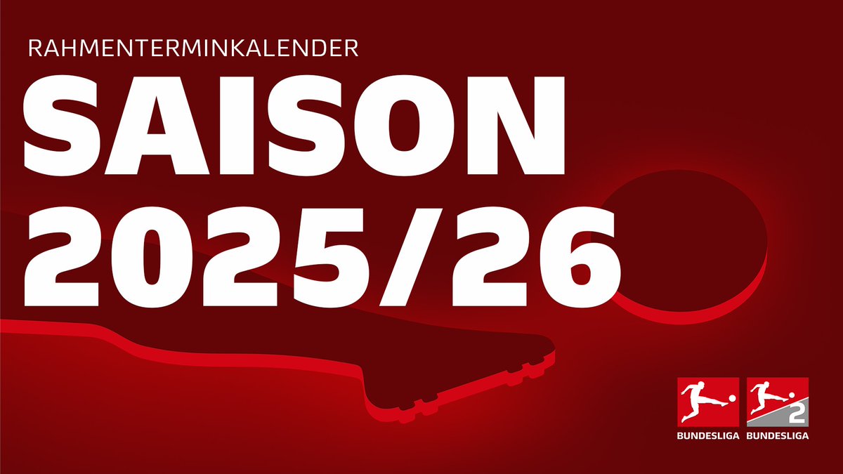 ⚽🗓️ Der #Rahmenterminkalender für die Saison 2025/26 ist fixiert ➡️ dfl.de/de/aktuelles/r…

Die #Bundesliga startet am 22. August 2025, die 2. Bundesliga am 1. August 2025.