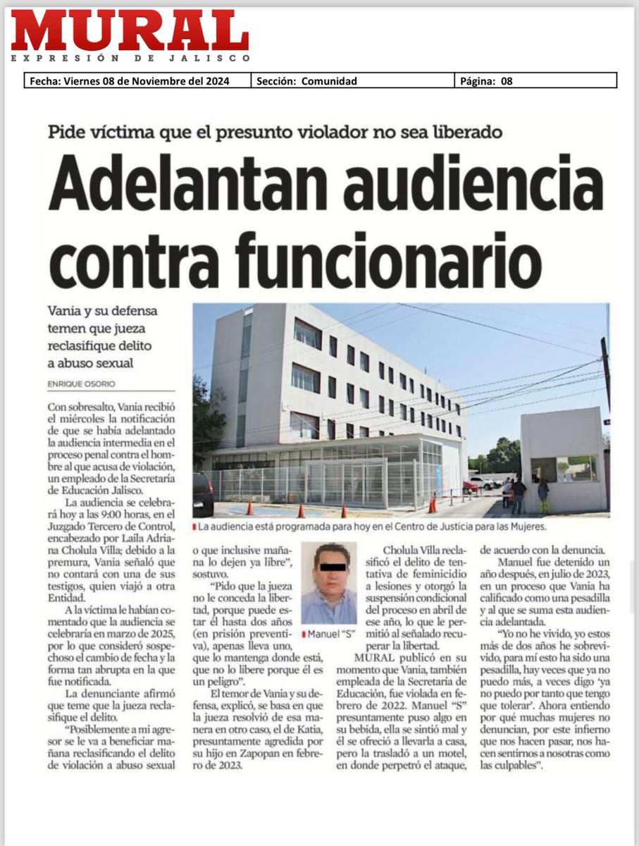 #FelizViernesATodos los q me han apoyado con la difusión de mi caso pido a ustedes su apoyo para que hoy en mi audiencia de las 9 se actúe con legalidad y mi AGRESOR SEXUAL no quede impune <a href="/Libro_negro_/">Libro Negro</a>  <a href="/ReporteroOsorio/">Enrique Osorio</a>  <a href="/LeoSchwebel/">Leonardo Schwebel</a> <a href="/sonia_ssi/">Sonia Serrano</a> <a href="/TriniRodriguezL/">Trini Rodríguez</a> <a href="/elsamarthagtz/">elsamarthagtz</a>