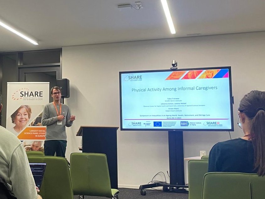 It was a pleasure presenting, together with <a href="/Jopasstscho/">Johanna Schütz</a>, at the "Symposium on Inequalities in Health, Retirement and Care in an Ageing World" <a href="/SHARE_MEA/">SHARE_MEA</a> !

We shared insights on physical activity among informal caregivers, showcasing findings from the SHARE Accelerometer Study.
