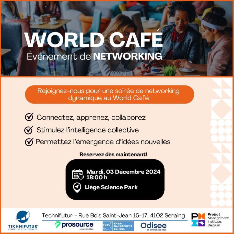 📢 Participez au #WorldCafé à Liège: un événement dédié aux managers de projets! 📢 Vous êtes manager de projets? 
🔗 Intéressé ? Inscrivez-vous dès maintenant: PMI Belgique World Café buff.ly/4byeqPM