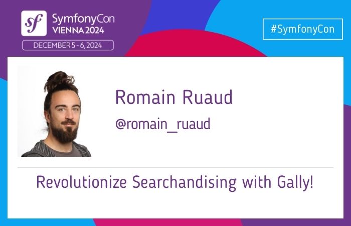 🎙️Meet the speakers #SymfonyCon Vienna 2024:  <a href="/romain_ruaud/">Romain Ruaud</a> talk about "Revolutionize Searchandising with Gally!"
🔎More details &amp; schedule: live.symfony.com/2024-vienna-co…
🎟️Get your ticket: live.symfony.com/2024-vienna-co…