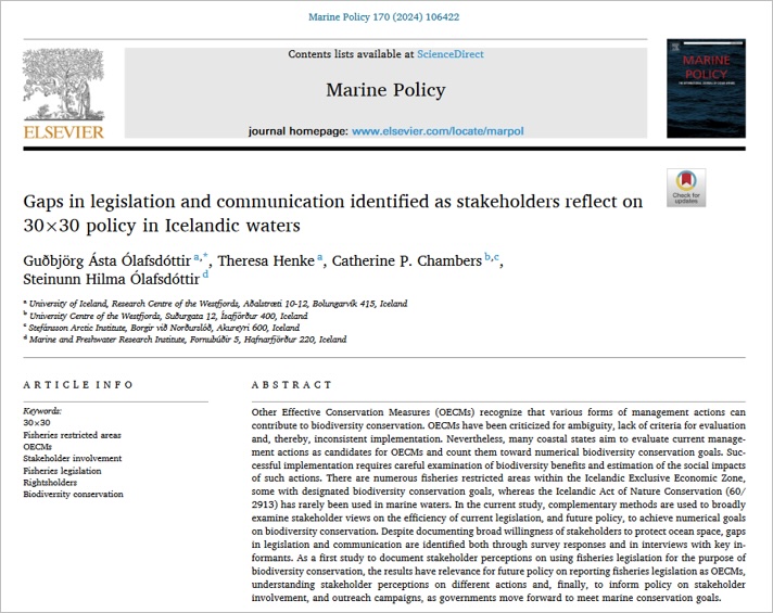 EIUI_Dal's tweet photo. Countries use various #conservation policies, incl. Other Effective #ConservationMeasures re #BiodiversityLoss. How do stakeholders view such approaches? Ólafsdóttir et al. found Icelandic fishers see the policies as a changeable “patchwork” @fish_iceland https://t.co/RjCrBhbflO https://t.co/eQhZsFucdv