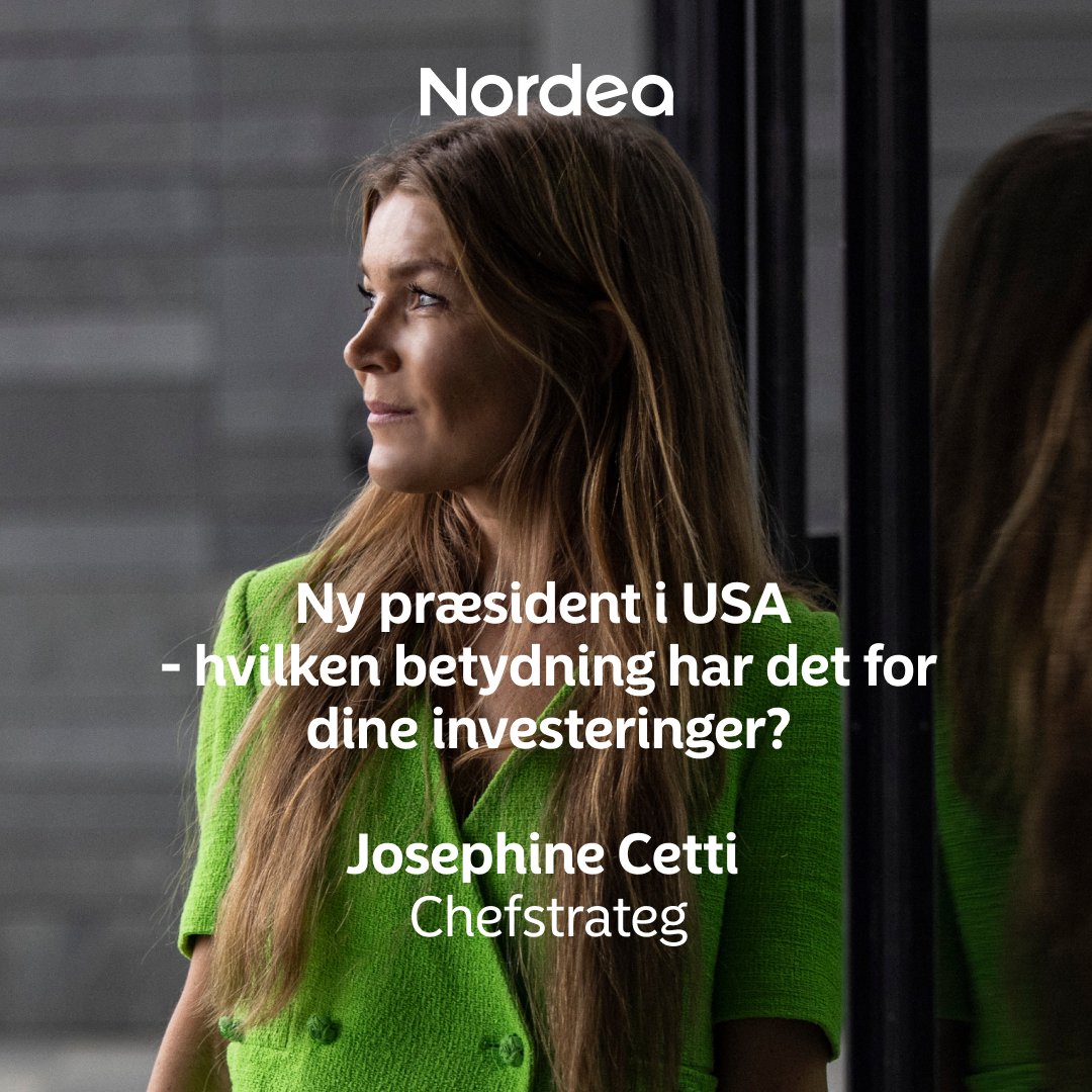 Lyt til vores chefstrateg Josephine Cettis, der forklarer investeringsmarkedernes reaktioner på den nyvalgte amerikanske præsident: personal-video.nordea.dk/ny-praesident-…. Hun er også dykket ned i vores forventninger til den økonomiske udvikling.