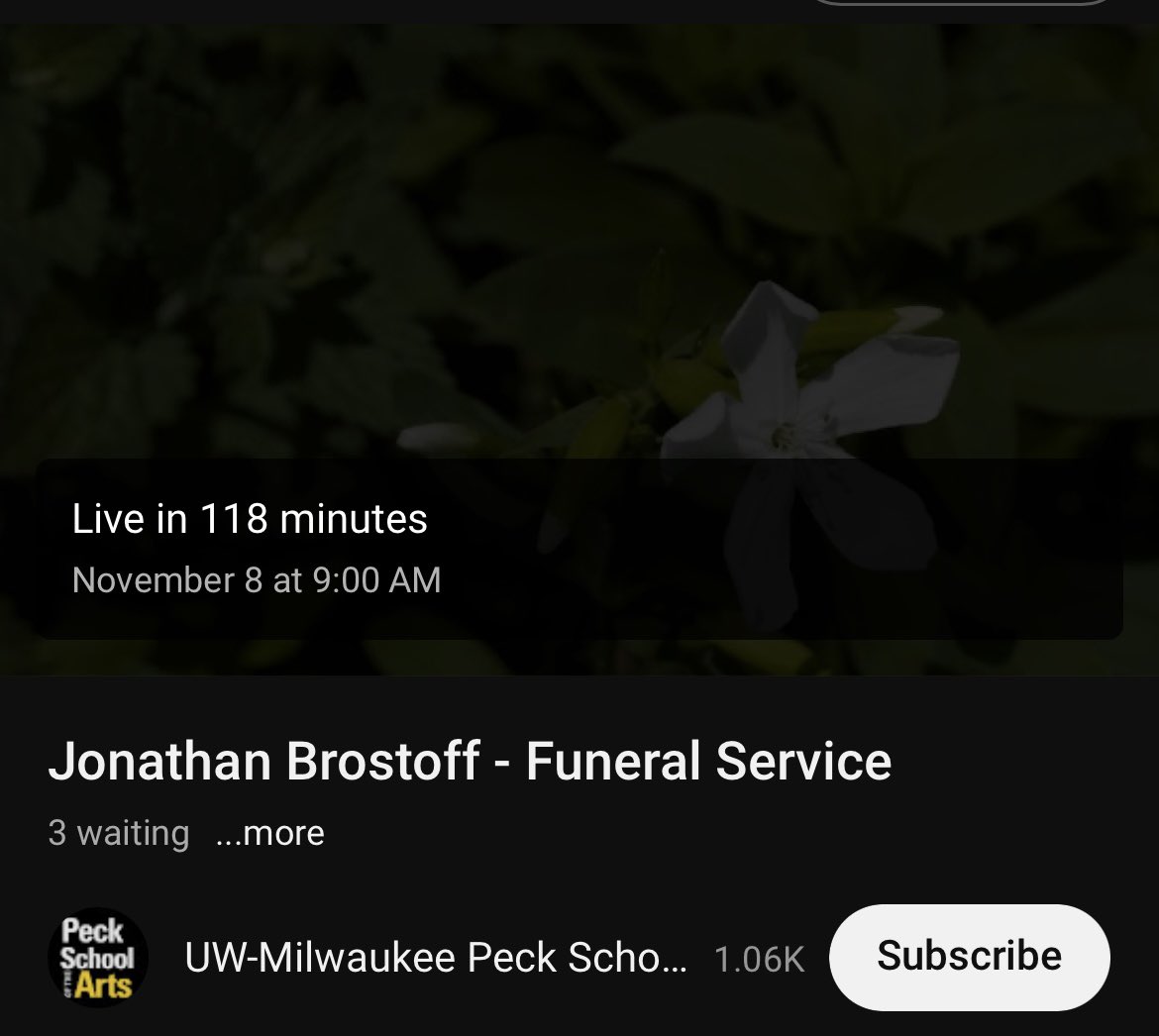 Memorial Service for Jbro will begin today at 9am central and will be broadcast online at: youtube.com/live/9Hk7aAyN6… 

Keep your friends in your thoughts today. Tell someone you love them. #BlessUp