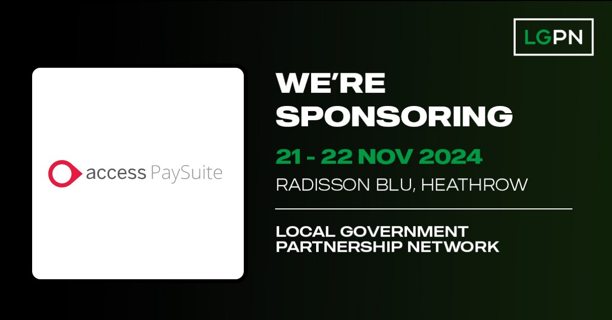 We’re delighted to be sponsoring the Local Government Partnership Network 21 to 22 November 2024 at the Radisson Blu, Heathrow 

We look forward to seeing you there.

#payments #LocalGovernment #LocalGovernmentEvents